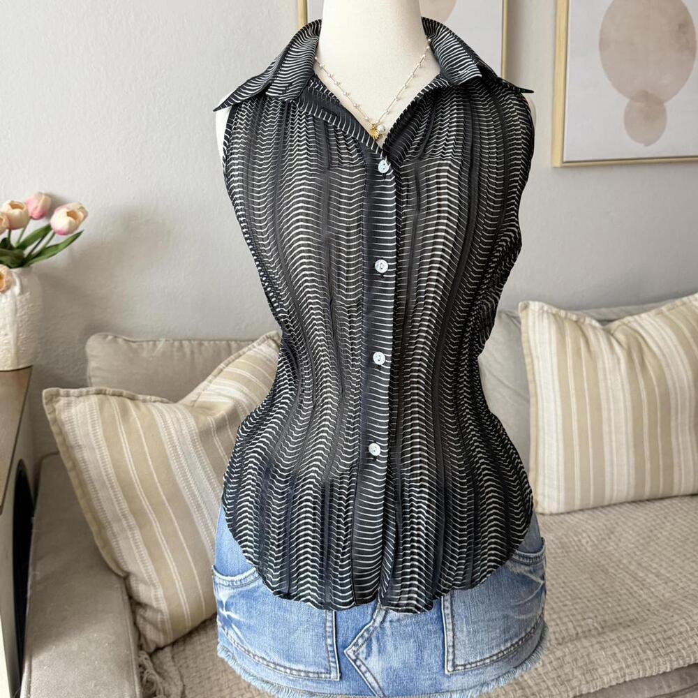 Milepinu Moda Pleated Stripe Blouse